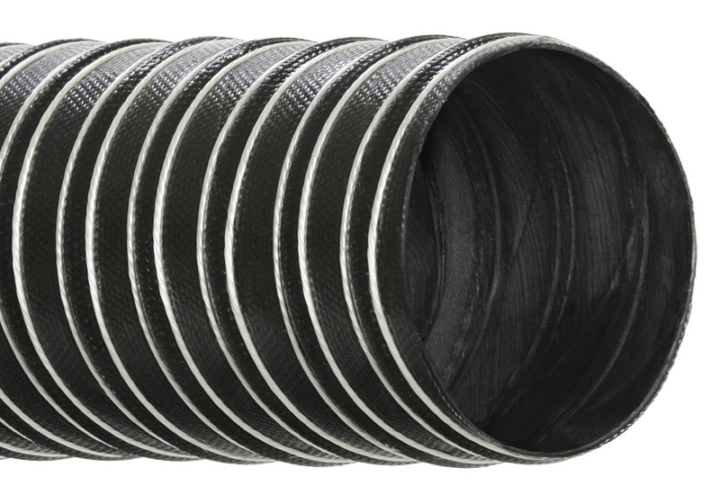 Black Santoprene Thermoplastic Rubber Industrial Ducting Hose with 1.9 Bend Radius Hi-Tech Duravent 25 ft 0658-0200-0001-60 